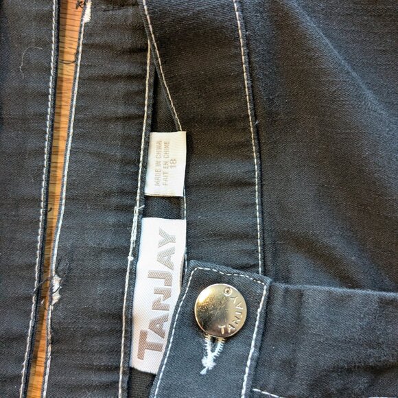 Adorable Vintage Black TanJay capri pants suit Urban Cowbgirl sz18 - Picture 4 of 5